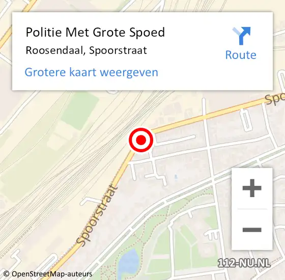 Locatie op kaart van de 112 melding: Politie Met Grote Spoed Naar Roosendaal, Spoorstraat op 29 januari 2022 18:55