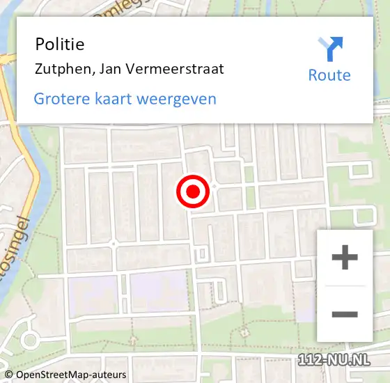 Locatie op kaart van de 112 melding: Politie Zutphen, Jan Vermeerstraat op 29 januari 2022 19:16