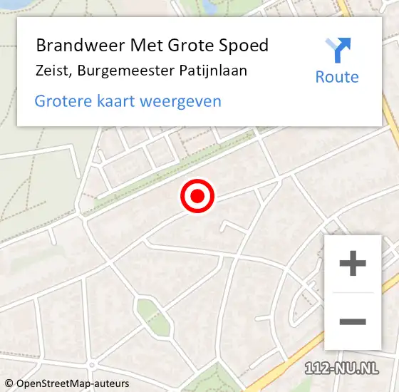 Locatie op kaart van de 112 melding: Brandweer Met Grote Spoed Naar Zeist, Burgemeester Patijnlaan op 29 januari 2022 19:18