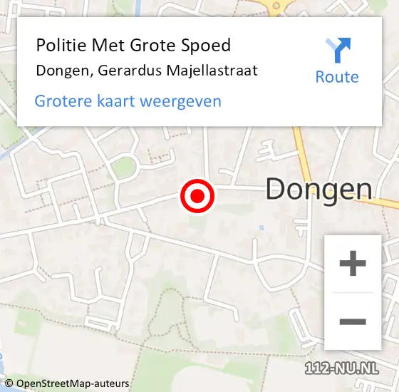 Locatie op kaart van de 112 melding: Politie Met Grote Spoed Naar Dongen, Gerardus Majellastraat op 29 januari 2022 19:22