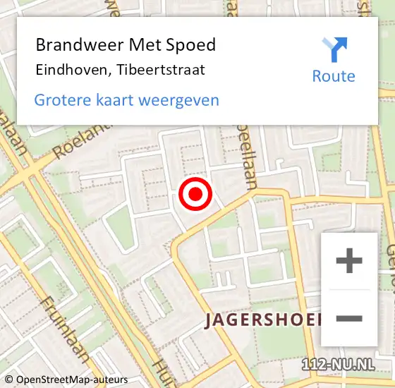 Locatie op kaart van de 112 melding: Brandweer Met Spoed Naar Eindhoven, Tibeertstraat op 29 januari 2022 19:40