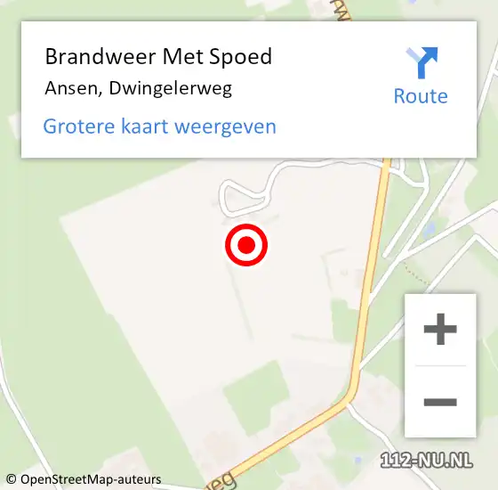 Locatie op kaart van de 112 melding: Brandweer Met Spoed Naar Ansen, Dwingelerweg op 29 januari 2022 19:46