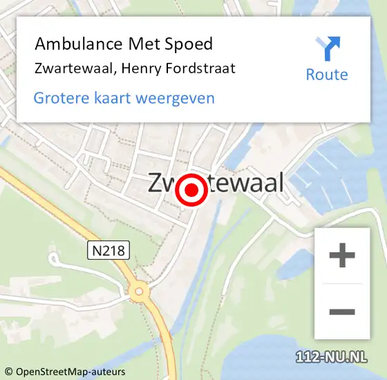 Locatie op kaart van de 112 melding: Ambulance Met Spoed Naar Zwartewaal, Henry Fordstraat op 29 januari 2022 19:48