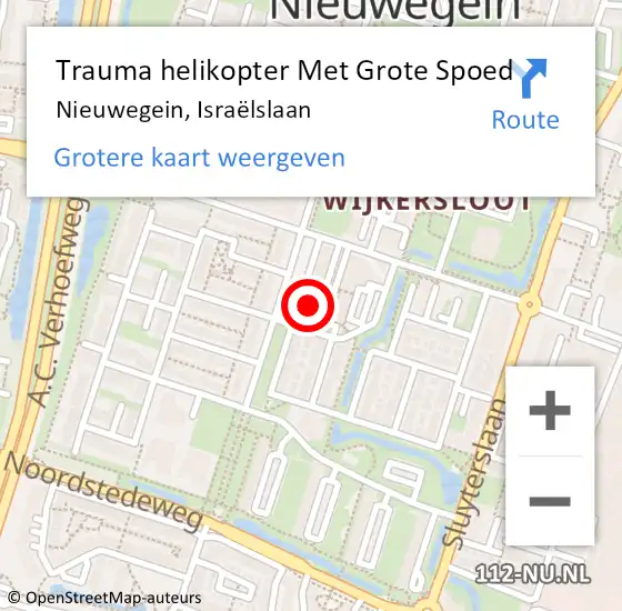 Locatie op kaart van de 112 melding: Trauma helikopter Met Grote Spoed Naar Nieuwegein, Israëlslaan op 29 januari 2022 19:59