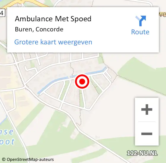 Locatie op kaart van de 112 melding: Ambulance Met Spoed Naar Buren, Concorde op 29 januari 2022 20:00