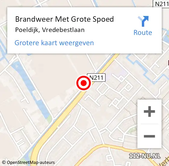 Locatie op kaart van de 112 melding: Brandweer Met Grote Spoed Naar Poeldijk, Vredebestlaan op 29 januari 2022 20:01