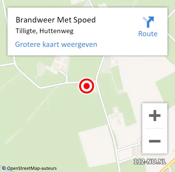 Locatie op kaart van de 112 melding: Brandweer Met Spoed Naar Tilligte, Huttenweg op 29 januari 2022 20:10