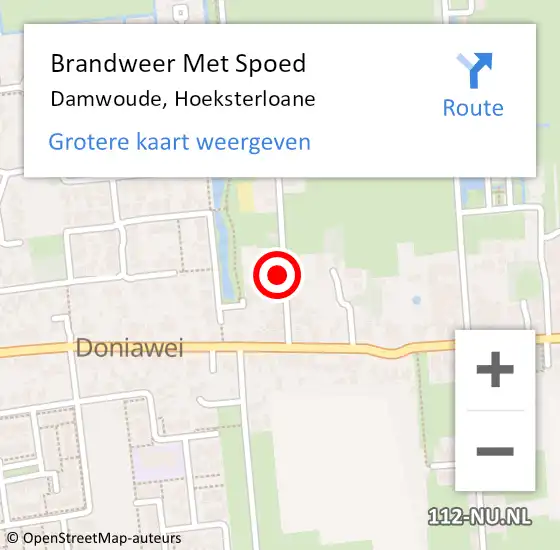 Locatie op kaart van de 112 melding: Brandweer Met Spoed Naar Damwoude, Hoeksterloane op 29 januari 2022 20:15
