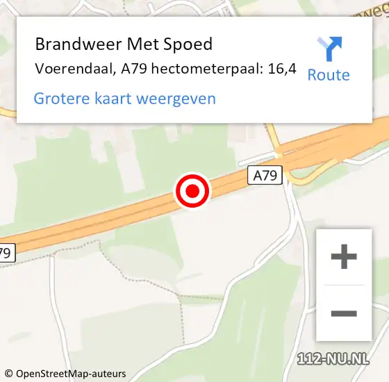 Locatie op kaart van de 112 melding: Brandweer Met Spoed Naar Voerendaal, A79 hectometerpaal: 16,4 op 29 januari 2022 20:21