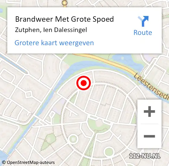 Locatie op kaart van de 112 melding: Brandweer Met Grote Spoed Naar Zutphen, Ien Dalessingel op 29 januari 2022 20:36