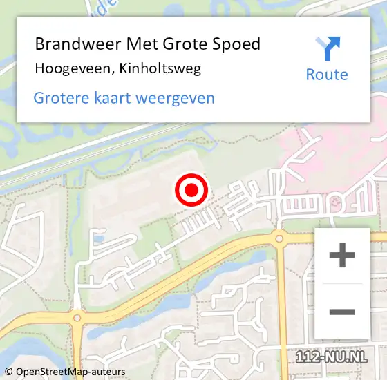 Locatie op kaart van de 112 melding: Brandweer Met Grote Spoed Naar Hoogeveen, Kinholtsweg op 29 januari 2022 20:53