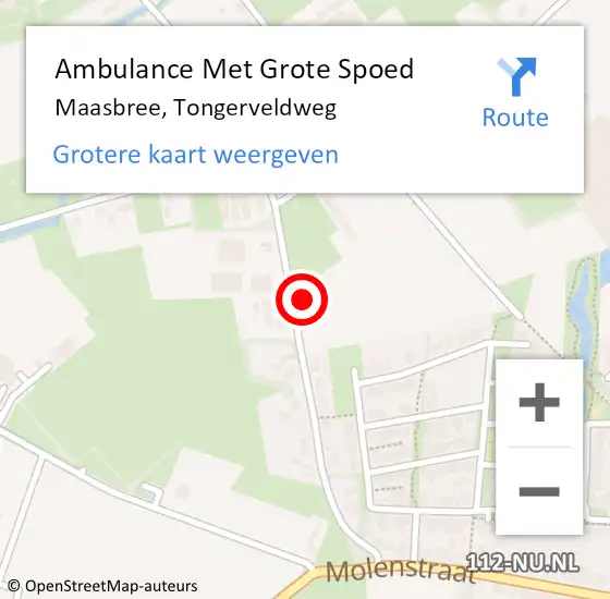 Locatie op kaart van de 112 melding: Ambulance Met Grote Spoed Naar Maasbree, Tongerveldweg op 8 september 2013 19:19