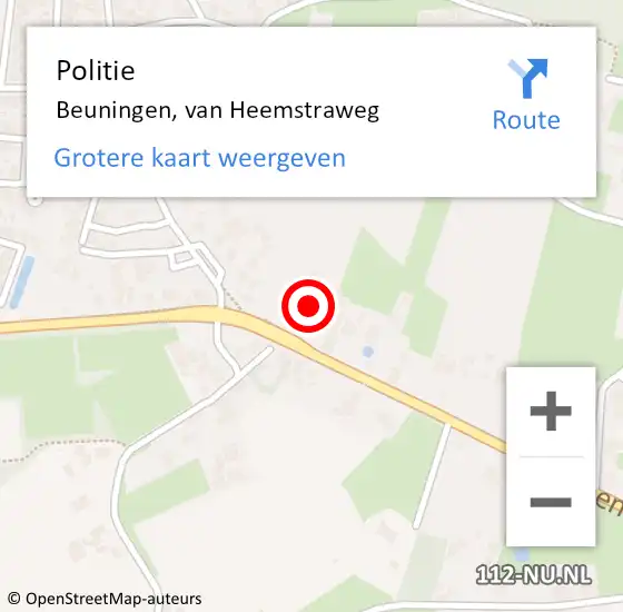 Locatie op kaart van de 112 melding: Politie Beuningen, van Heemstraweg op 29 januari 2022 20:54