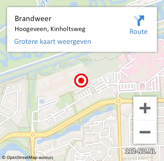 Locatie op kaart van de 112 melding: Brandweer Hoogeveen, Kinholtsweg op 29 januari 2022 20:56