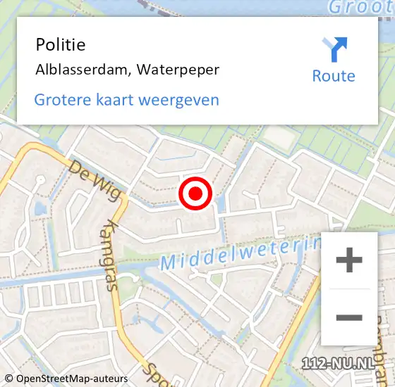 Locatie op kaart van de 112 melding: Politie Alblasserdam, Waterpeper op 29 januari 2022 21:08