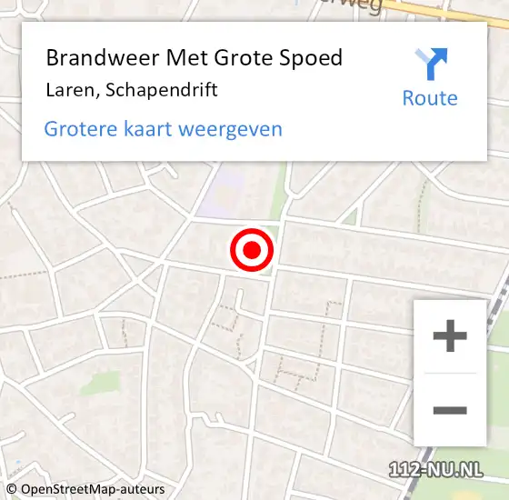 Locatie op kaart van de 112 melding: Brandweer Met Grote Spoed Naar Laren, Schapendrift op 29 januari 2022 22:00