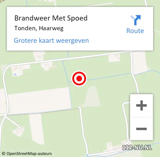 Locatie op kaart van de 112 melding: Brandweer Met Spoed Naar Tonden, Haarweg op 29 januari 2022 22:10