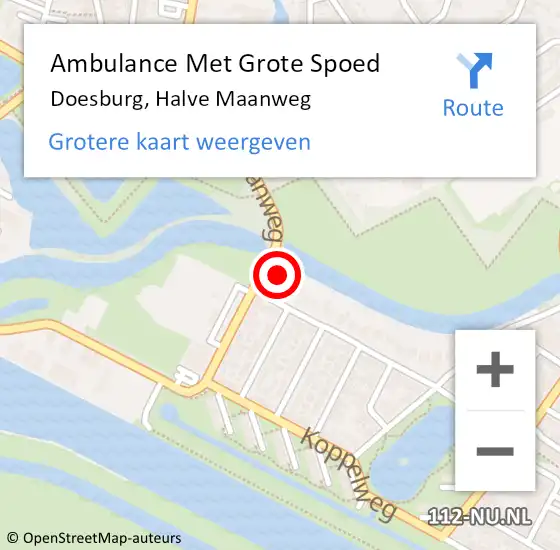 Locatie op kaart van de 112 melding: Ambulance Met Grote Spoed Naar Doesburg, Halve Maanweg op 29 januari 2022 22:13