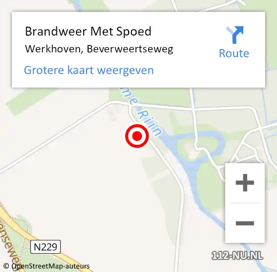 Locatie op kaart van de 112 melding: Brandweer Met Spoed Naar Werkhoven, Beverweertseweg op 6 juli 2014 19:31