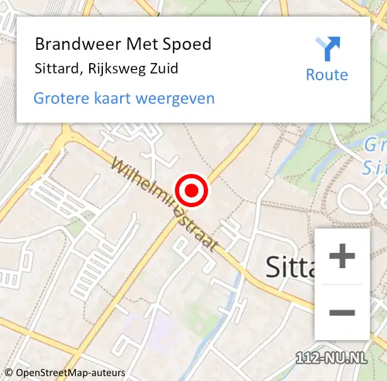 Locatie op kaart van de 112 melding: Brandweer Met Spoed Naar Sittard, Rijksweg Zuid op 29 januari 2022 22:38