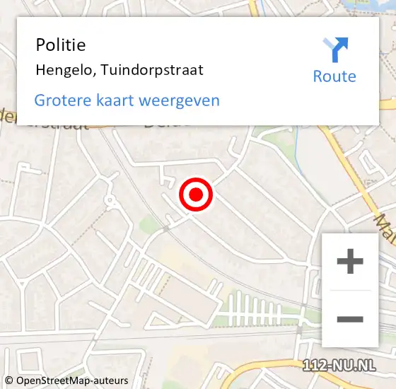 Locatie op kaart van de 112 melding: Politie Hengelo, Tuindorpstraat op 29 januari 2022 22:45