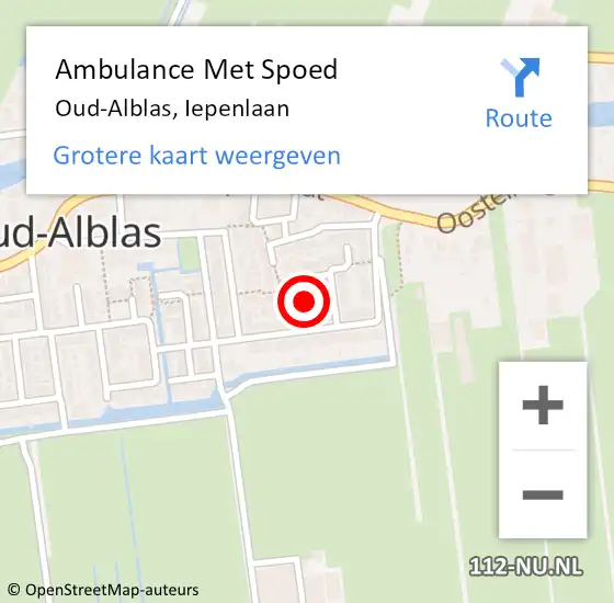 Locatie op kaart van de 112 melding: Ambulance Met Spoed Naar Oud-Alblas, Iepenlaan op 29 januari 2022 22:45