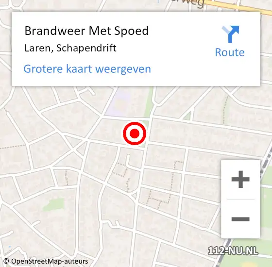 Locatie op kaart van de 112 melding: Brandweer Met Spoed Naar Laren, Schapendrift op 29 januari 2022 22:51