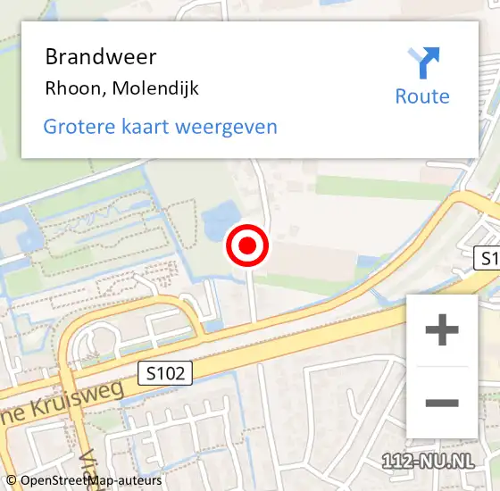 Locatie op kaart van de 112 melding: Brandweer Rhoon, Molendijk op 29 januari 2022 23:07