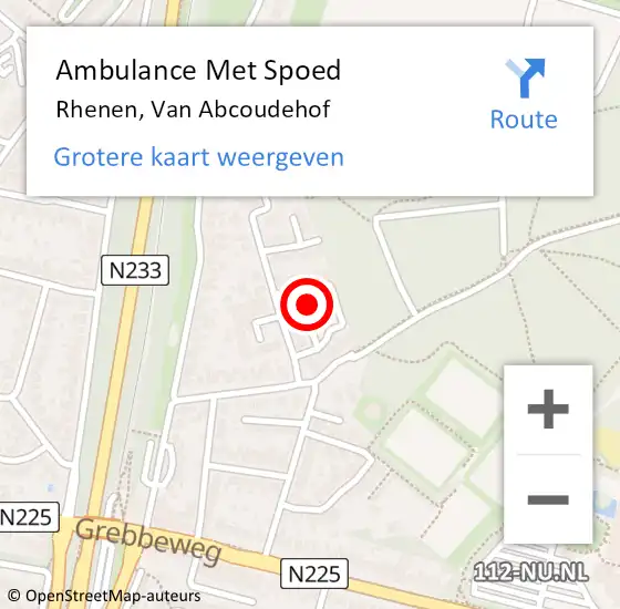 Locatie op kaart van de 112 melding: Ambulance Met Spoed Naar Rhenen, Van Abcoudehof op 29 januari 2022 23:25