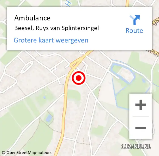 Locatie op kaart van de 112 melding: Ambulance Beesel, Ruys van Splintersingel op 6 juli 2014 19:35