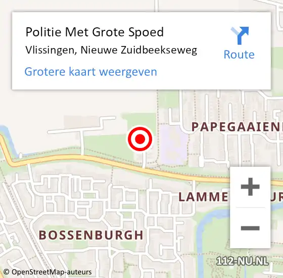 Locatie op kaart van de 112 melding: Politie Met Grote Spoed Naar Vlissingen, Nieuwe Zuidbeekseweg op 29 januari 2022 23:53