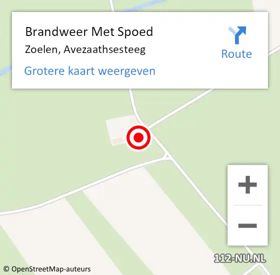 Locatie op kaart van de 112 melding: Brandweer Met Spoed Naar Zoelen, Avezaathsesteeg op 30 januari 2022 00:16
