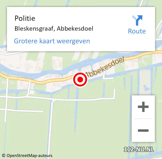 Locatie op kaart van de 112 melding: Politie Bleskensgraaf, Abbekesdoel op 30 januari 2022 01:04