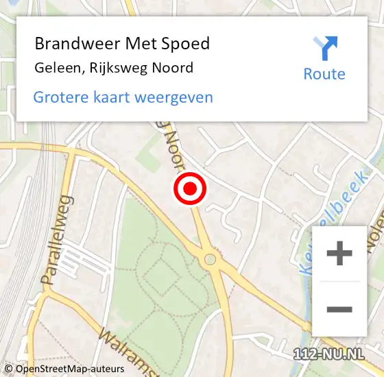 Locatie op kaart van de 112 melding: Brandweer Met Spoed Naar Geleen, Rijksweg Noord op 30 januari 2022 01:05