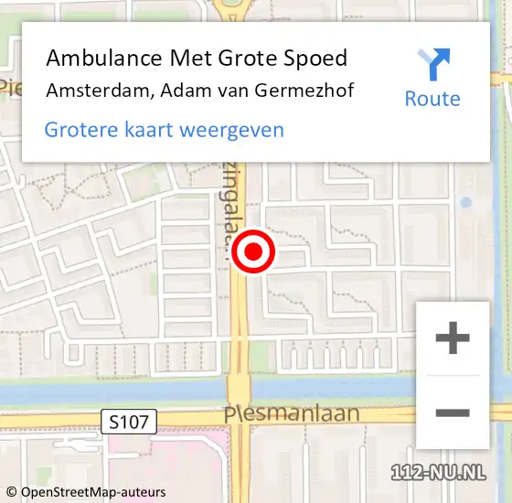 Locatie op kaart van de 112 melding: Ambulance Met Grote Spoed Naar Amsterdam, Adam van Germezhof op 30 januari 2022 01:13