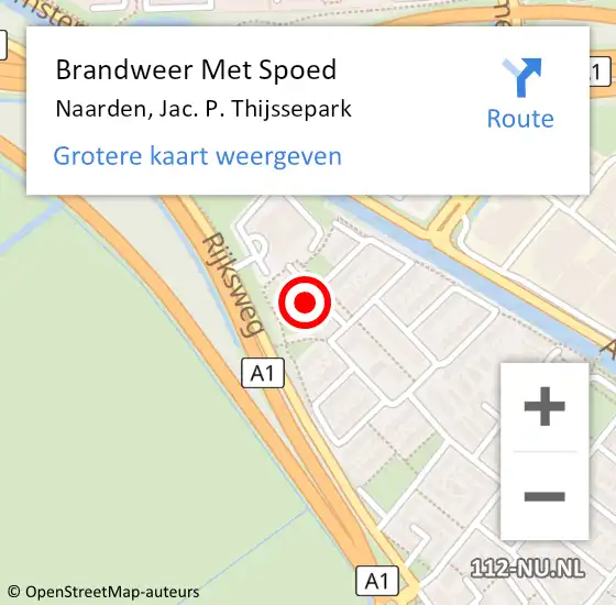 Locatie op kaart van de 112 melding: Brandweer Met Spoed Naar Naarden, Jac. P. Thijssepark op 30 januari 2022 01:41