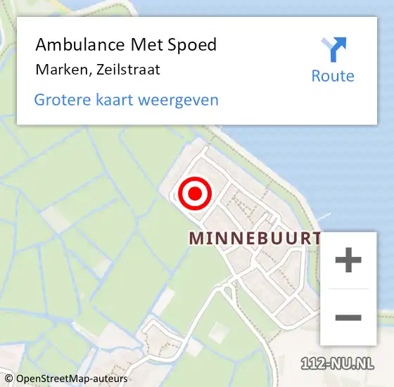 Locatie op kaart van de 112 melding: Ambulance Met Spoed Naar Marken, Zeilstraat op 30 januari 2022 01:58