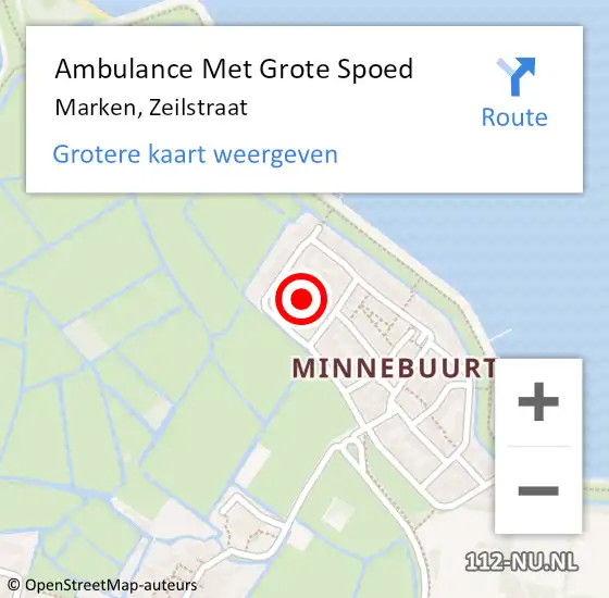 Locatie op kaart van de 112 melding: Ambulance Met Grote Spoed Naar Marken, Zeilstraat op 30 januari 2022 02:00