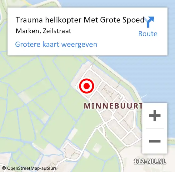 Locatie op kaart van de 112 melding: Trauma helikopter Met Grote Spoed Naar Marken, Zeilstraat op 30 januari 2022 02:00