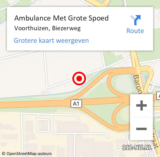 Locatie op kaart van de 112 melding: Ambulance Met Grote Spoed Naar Voorthuizen, Biezerweg op 30 januari 2022 02:07