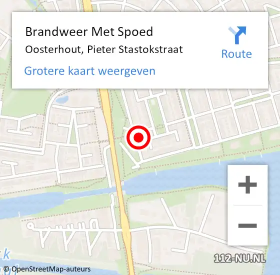 Locatie op kaart van de 112 melding: Brandweer Met Spoed Naar Oosterhout, Pieter Stastokstraat op 30 januari 2022 02:07