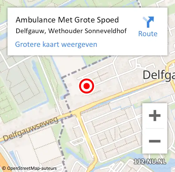 Locatie op kaart van de 112 melding: Ambulance Met Grote Spoed Naar Delfgauw, Wethouder Sonneveldhof op 30 januari 2022 02:27