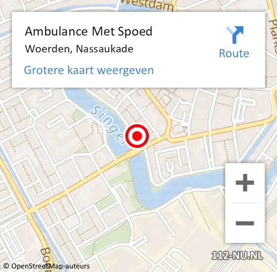 Locatie op kaart van de 112 melding: Ambulance Met Spoed Naar Woerden, Nassaukade op 6 juli 2014 19:47