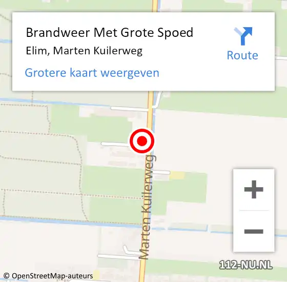 Locatie op kaart van de 112 melding: Brandweer Met Grote Spoed Naar Elim, Marten Kuilerweg op 30 januari 2022 03:31