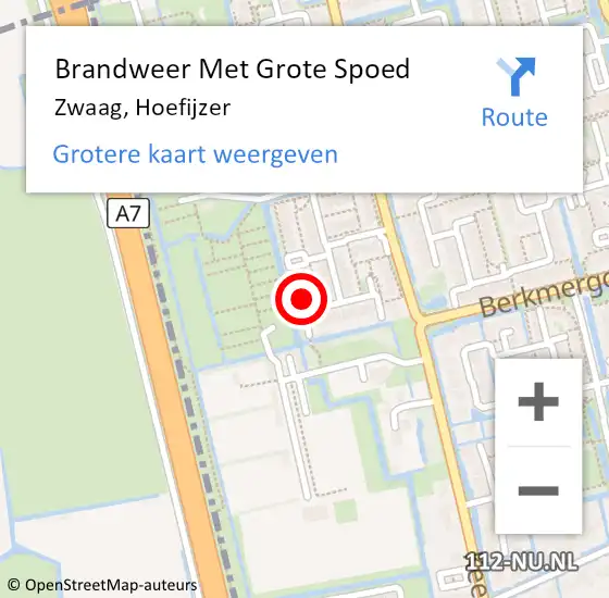 Locatie op kaart van de 112 melding: Brandweer Met Grote Spoed Naar Zwaag, Hoefijzer op 30 januari 2022 04:46