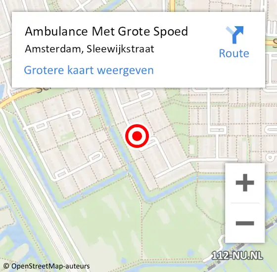 Locatie op kaart van de 112 melding: Ambulance Met Grote Spoed Naar Amsterdam-Zuidoost, Sleewijkstraat op 30 januari 2022 05:32