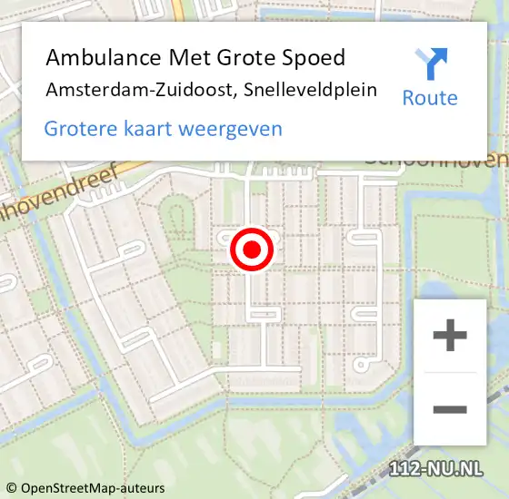 Locatie op kaart van de 112 melding: Ambulance Met Grote Spoed Naar Amsterdam-Zuidoost, Snelleveldplein op 30 januari 2022 06:50