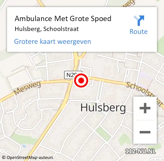 Locatie op kaart van de 112 melding: Ambulance Met Grote Spoed Naar Hulsberg, Schoolstraat op 6 juli 2014 20:02