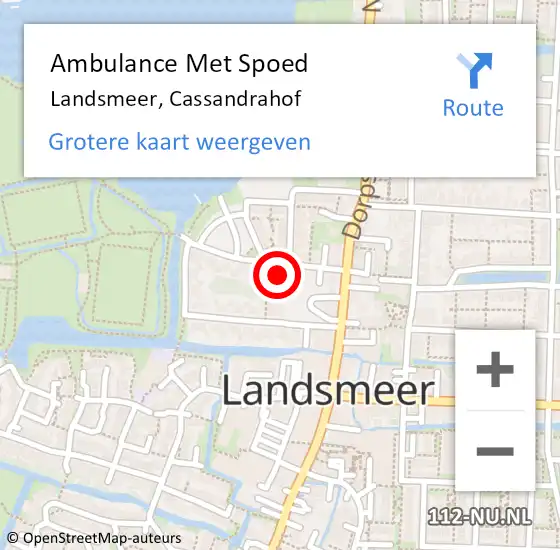 Locatie op kaart van de 112 melding: Ambulance Met Spoed Naar Landsmeer, Cassandrahof op 30 januari 2022 08:12