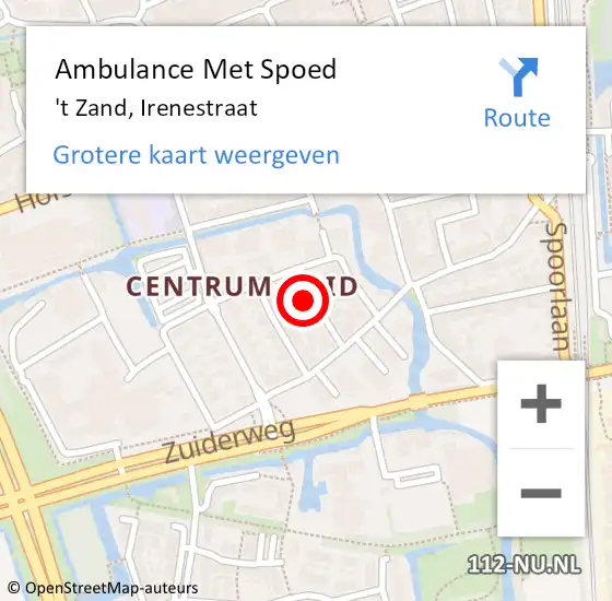 Locatie op kaart van de 112 melding: Ambulance Met Spoed Naar 't Zand, Irenestraat op 30 januari 2022 08:25